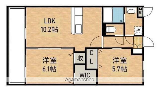ファルコン寿北(2LDK/1階)の間取り写真