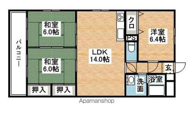 コムフォート篠栗Ⅱ(3LDK/2階)の間取り写真