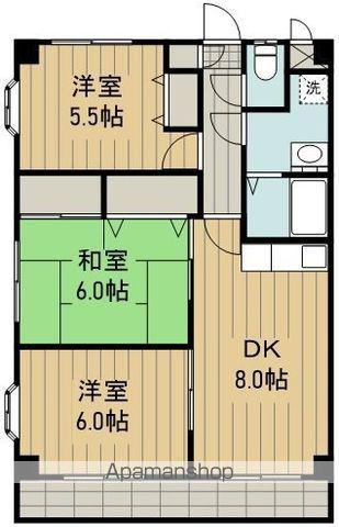 福富マンション加美平(3DK/4階)の間取り写真