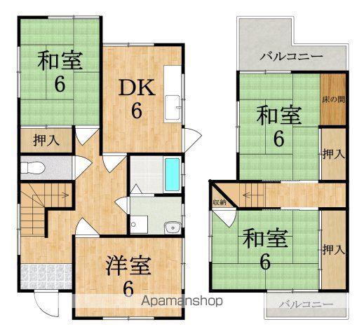 近鉄大阪線 大和八木駅 徒歩15分 2階建 築54年(4DK)の間取り写真