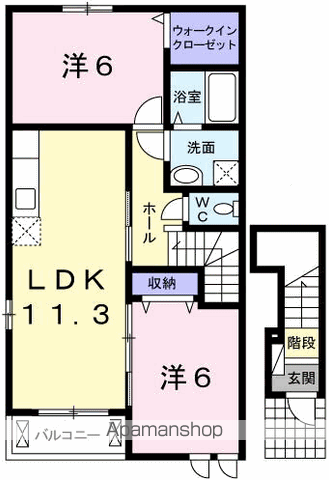 ラ・リズィエール1番館(2LDK/2階)の間取り写真