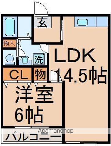 ハイネスグリューネ(1LDK/2階)の間取り写真