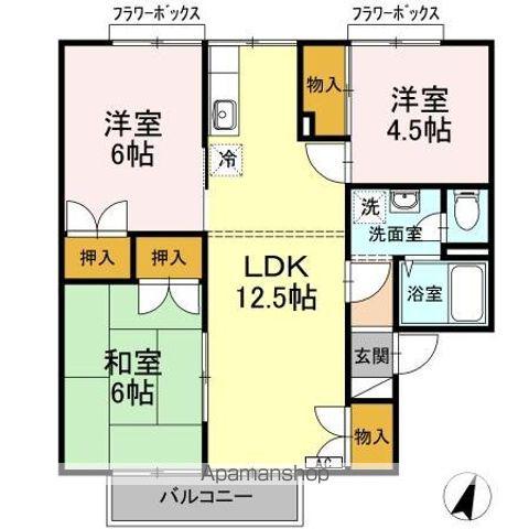 セジュール・レヴァンB(3LDK/2階)の間取り写真