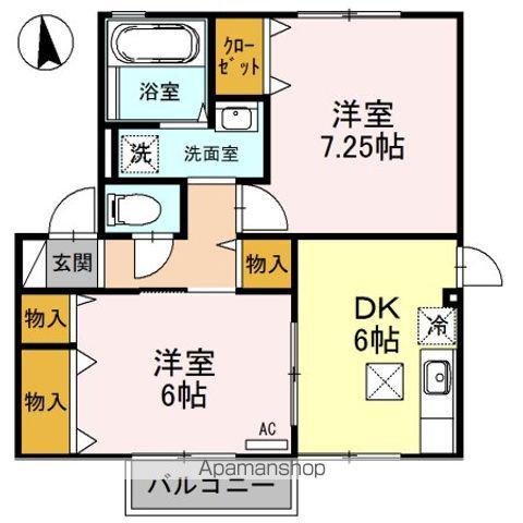 グリシーヌC棟(2DK/1階)の間取り写真