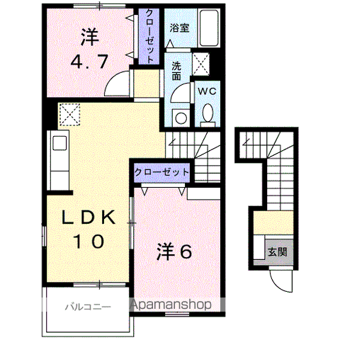 コートシャルマンⅤ(2LDK/2階)の間取り写真