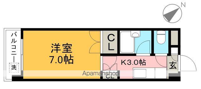 ジョイフル若草(1K/2階)の間取り写真