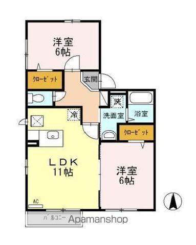 マグノリア(2LDK/2階)の間取り写真
