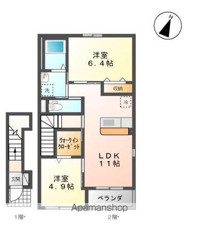 モンステラ(2LDK/2階)の間取り写真