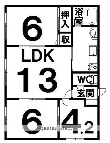 コーポ山口西4条(3LDK/1階)の間取り写真