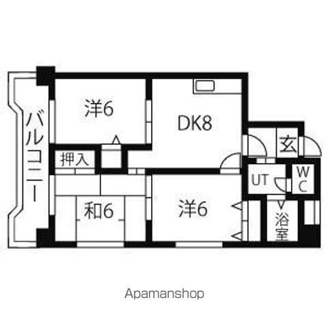 ソシアルアン(3DK/4階)の間取り写真