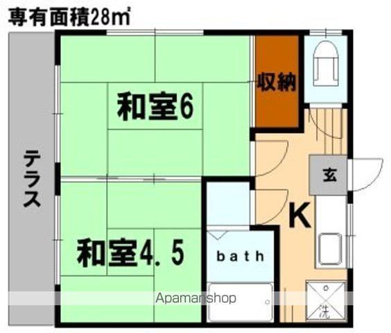 ロイヤルB(2K/1階)の間取り写真