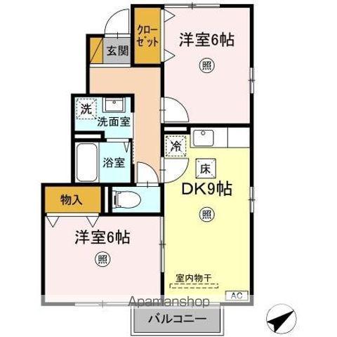 シャルマンおおたかの森(2DK/1階)の間取り写真