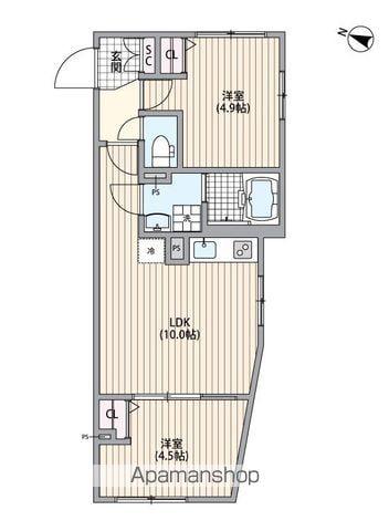 GRANPASEO中野Ⅲ(2LDK/3階)の間取り写真