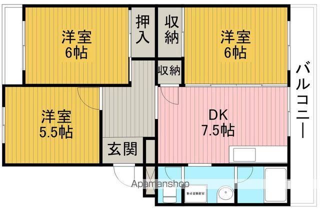 リバーサイド野畑(3DK/3階)の間取り写真