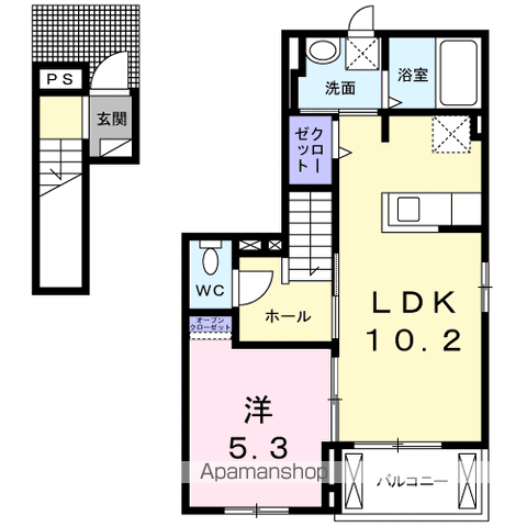 ピボットⅠ(1LDK/2階)の間取り写真