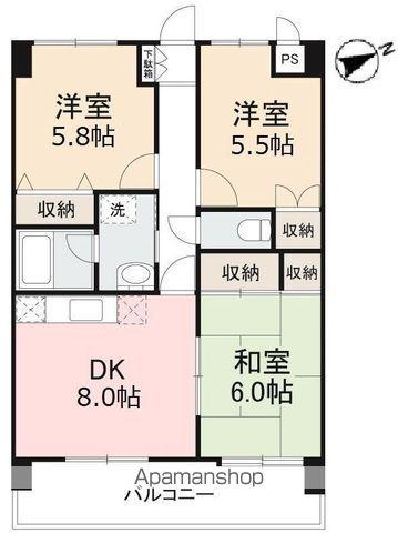 フォレスト木太(3DK/3階)の間取り写真
