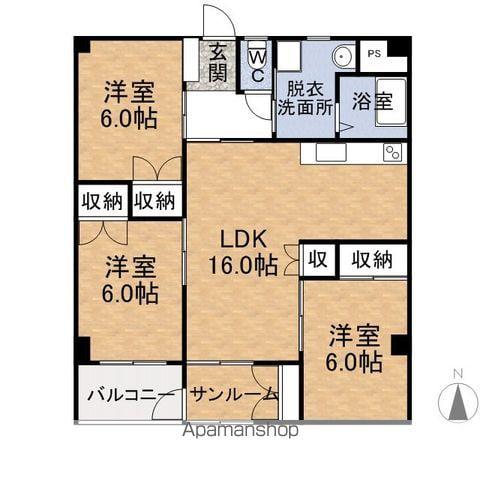 サンハイツ公園(3LDK/4階)の間取り写真