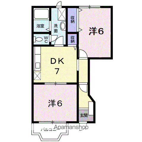 シャルマン・アンブレーム(2DK/1階)の間取り写真