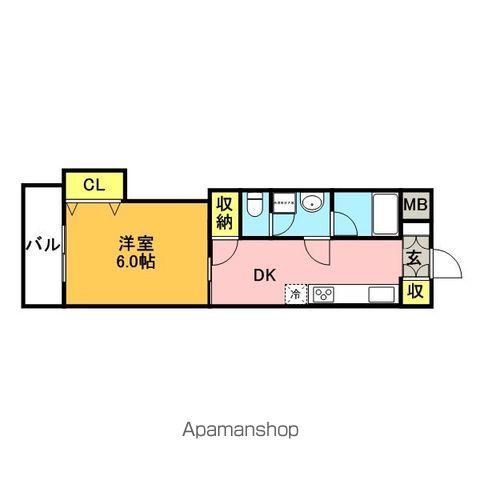 第6よしみビル(1DK/8階)の間取り写真