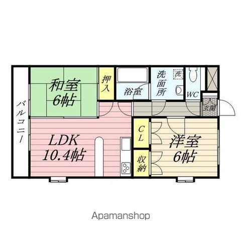 マンションせせらぎ(2LDK/3階)の間取り写真
