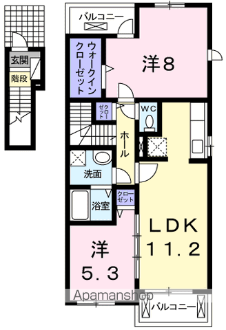 レジダンスE Ⅱ(2LDK/2階)の間取り写真