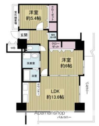 フォレステージュ谷町(2LDK/11階)の間取り写真