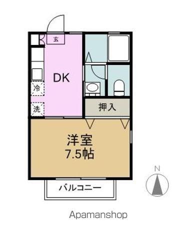 シャトル和田(1K/1階)の間取り写真