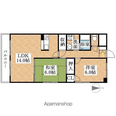 下寺マンション(2LDK/3階)の間取り写真