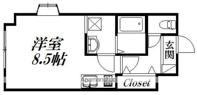 第2我心ヶ丘マンション(ワンルーム/2階)の間取り写真