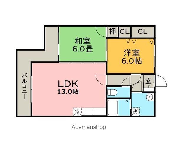 コンフォールⅡ(2LDK/1階)の間取り写真