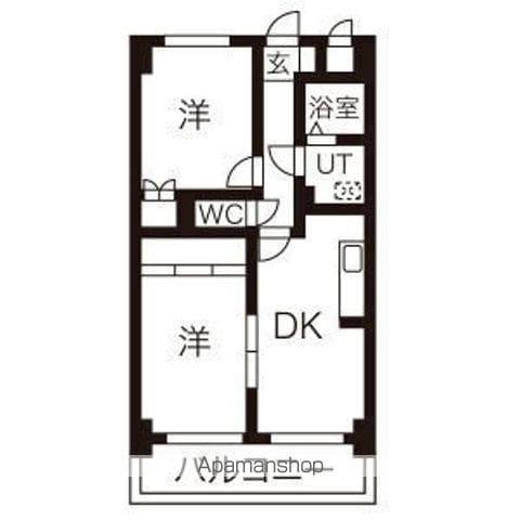 ガーデン山内(2DK/4階)の間取り写真