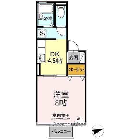 シャトル沖浜B(1DK/1階)の間取り写真