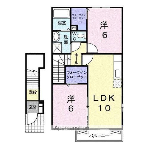 リバティゾーンナカヤマA(2LDK/2階)の間取り写真