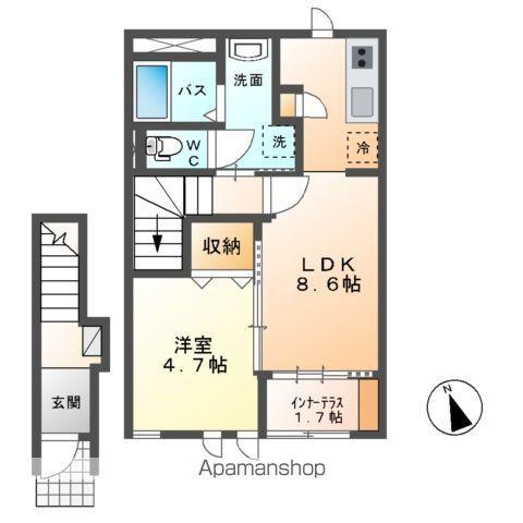 GRACIAⅡ(1LDK/2階)の間取り写真