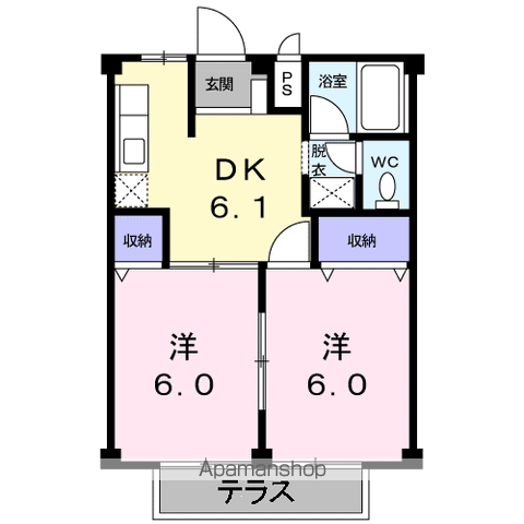 中西ハイツ(2DK/1階)の間取り写真