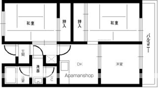 コーポ上町B(2LDK/2階)の間取り写真
