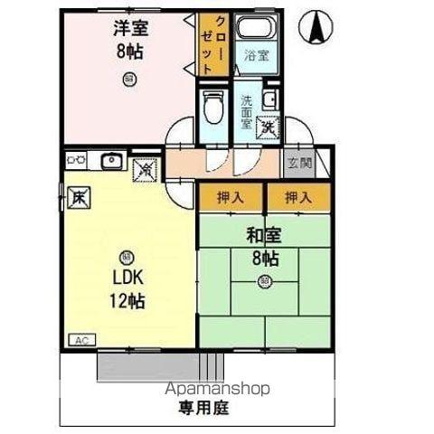 サザン ヴィレッジ B棟(2LDK/1階)の間取り写真