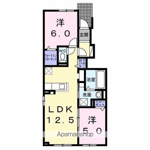 ドリーム江別Ⅱ(2LDK/1階)の間取り写真