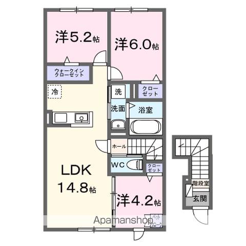千歳線 千歳駅(北海道) 徒歩99分 2階建 築1年(3LDK/2階)の間取り写真