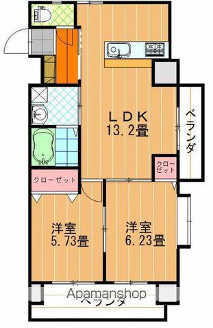 ひかりハイツ石手川(2LDK/3階)の間取り写真