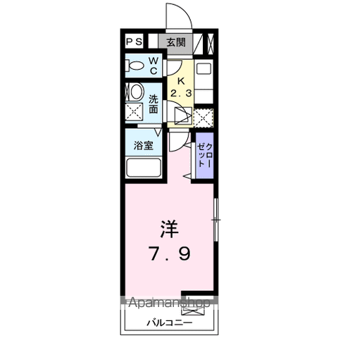 山陽本線 下松駅(山口) バス乗車時間:8分 末武大通上バス停で下車 徒歩2分 2階建 築7年(1K/1階)の間取り写真