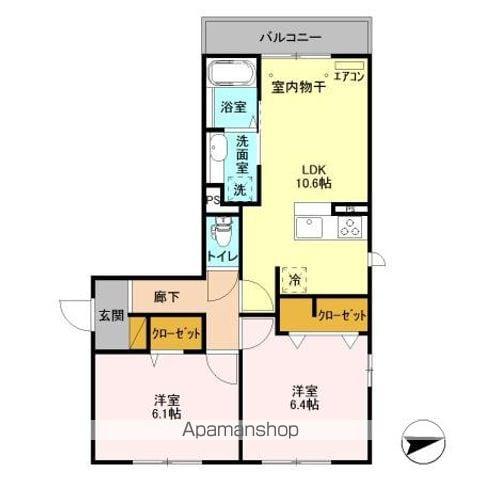 アステールピュールK(2LDK/3階)の間取り写真