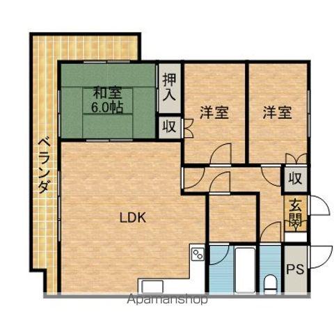 南部マンション(3LDK/5階)の間取り写真