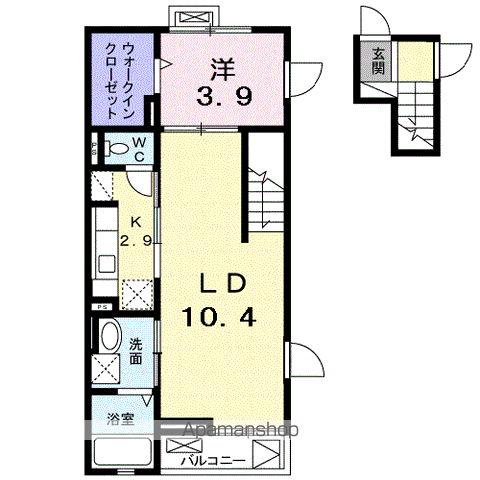 コンプリーション アンソレイエ(1LDK/4階)の間取り写真