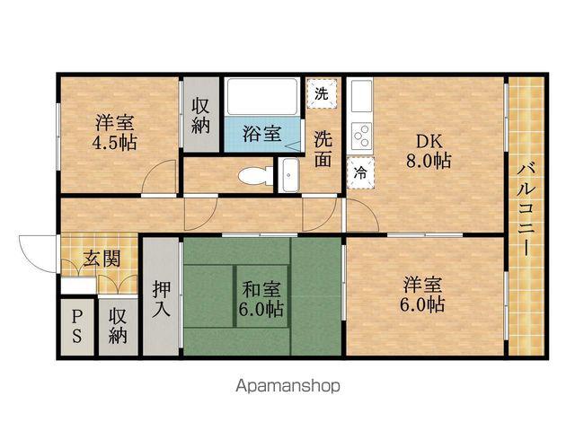 ロイヤルスクエアあむ1(3DK/4階)の間取り写真