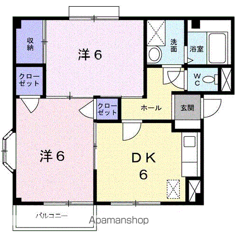 アーバン不知火Ⅵ(2DK/1階)の間取り写真