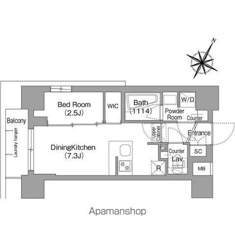 コンフォリア・リヴ新中野サウス(1DK/2階)の間取り写真