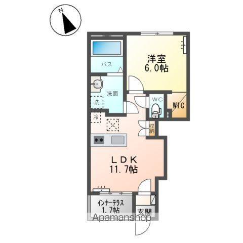 腰浜町アパート(1LDK/1階)の間取り写真