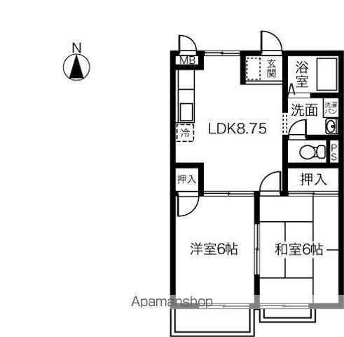 KS HOUSE C棟(2DK/2階)の間取り写真