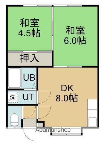 ロピアナカムラ(2DK/1階)の間取り写真